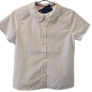 FRENCH TOAST GIRLS WHITE PLUS SIZE SHORT SLEEVE BUTTON BLOUSE SIZE 14.5 PLUS